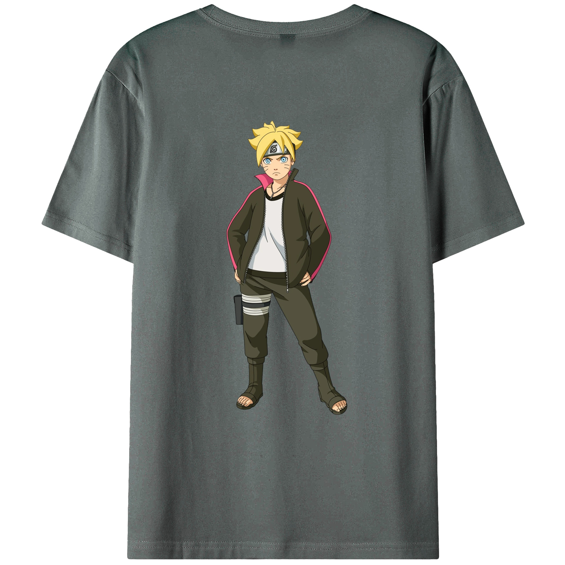 （画像用） NARUTO -ナルト- うずまき ボルト Uzumaki Boruto 綿100％ メンズ半袖Tシャツ（バックプリント） 通気性